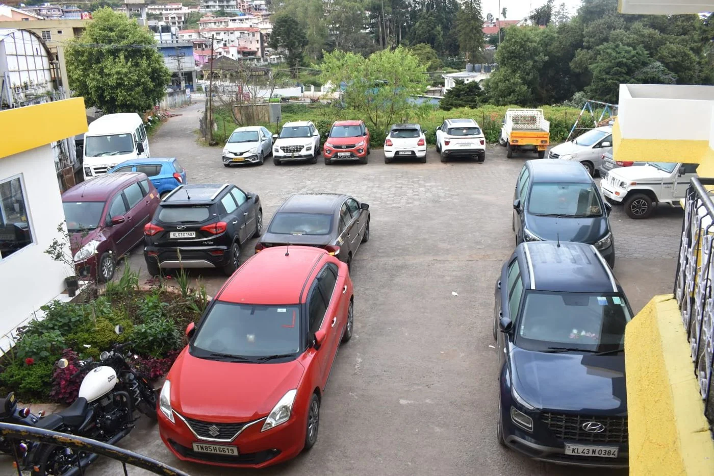 Guest car parking at Hotel Sri Balaji